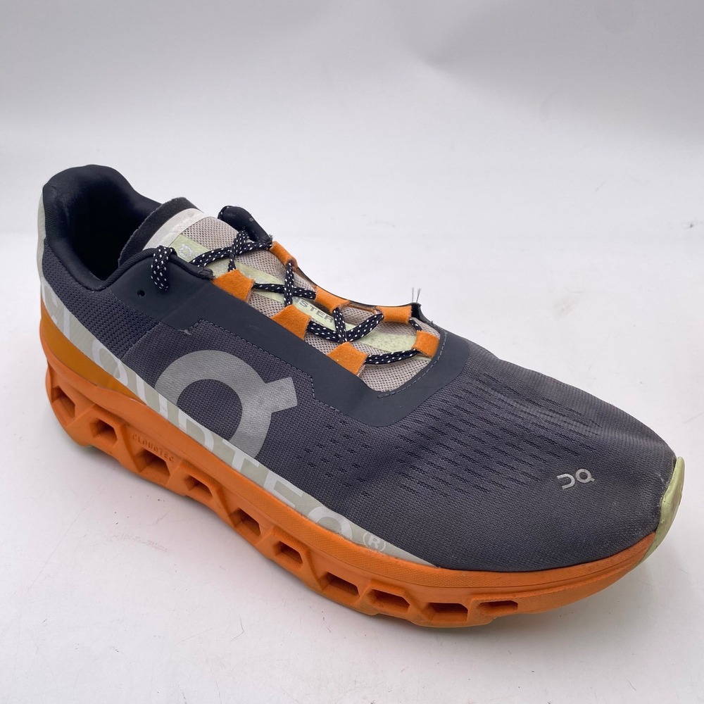 On Cloudmonster Running Shoes Men 13 Grey Orange CloudTec Max Cushion 61.98656